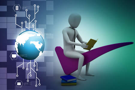 3d man sitting on the right markの写真素材