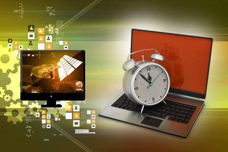 Laptop with alarm clock