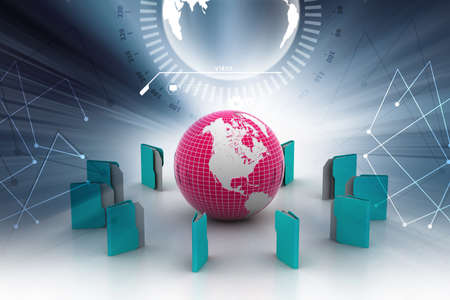 File folders around Earthの写真素材