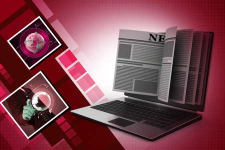 News through a laptop screen concept for online newsの写真素材