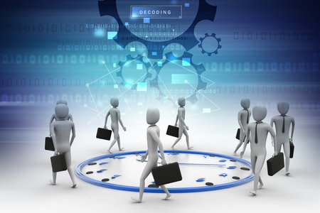 Business man walk around the clockの写真素材