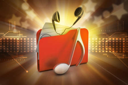 folder 3d icon with musical notes isolated on whiteの写真素材