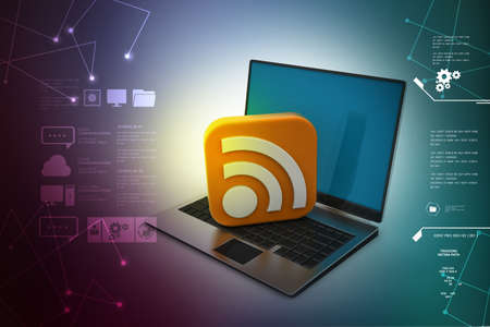 Laptop with rss signの写真素材