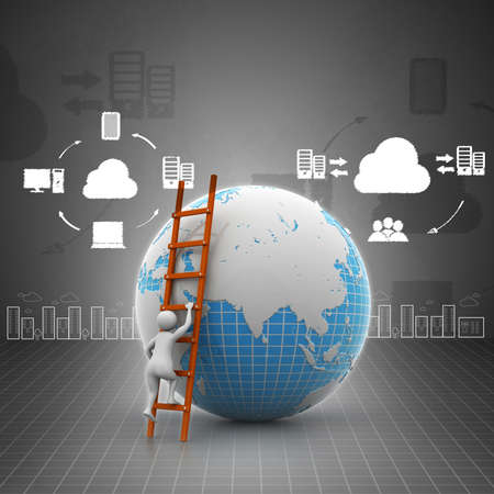 Earth globe and ladderの写真素材
