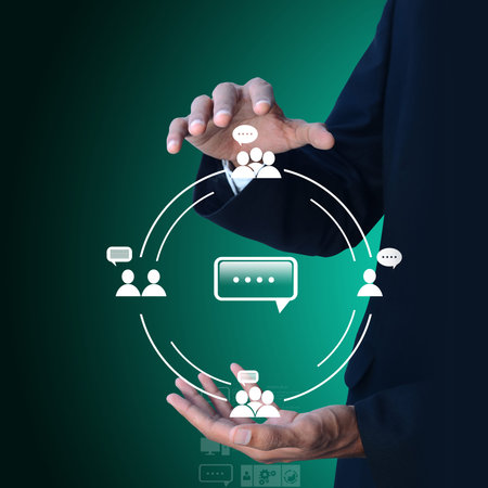 Businessman drawing social networking