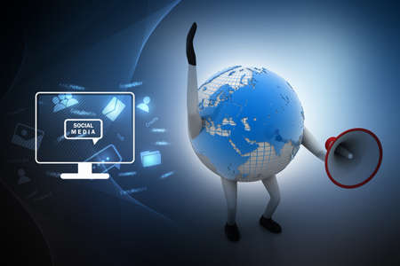 Globe with loudspeakerの写真素材