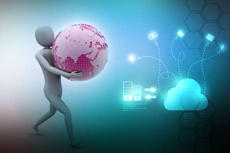 3d man, and earthの写真素材