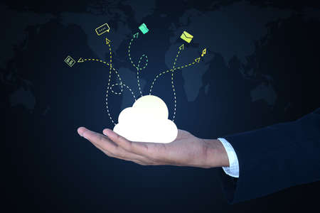 Business man showing concept of cloud computing.の写真素材