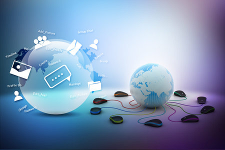 Globe connecting with computer mouse