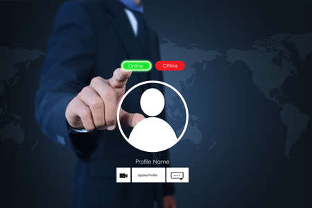 Man showing social network conceptの写真素材