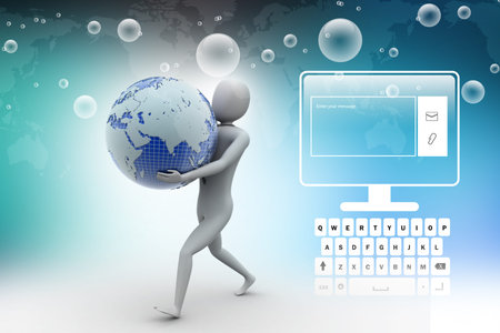 3d man, and earthの写真素材