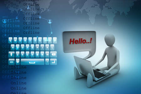 3d person chatting with  laptopの写真素材