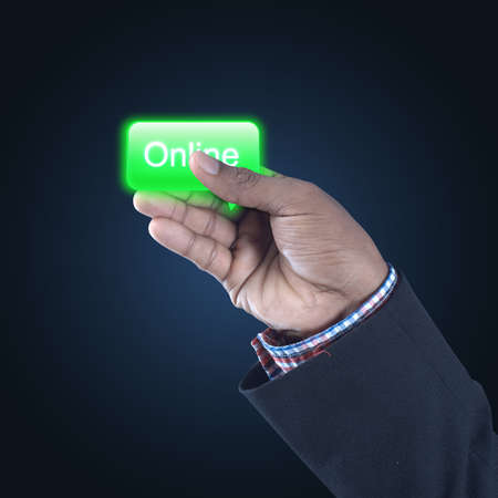 Man showing chat bubbleの写真素材