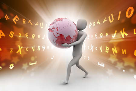 3d man, and earthの写真素材