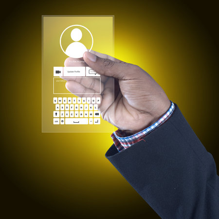 Man showing social network conceptの写真素材