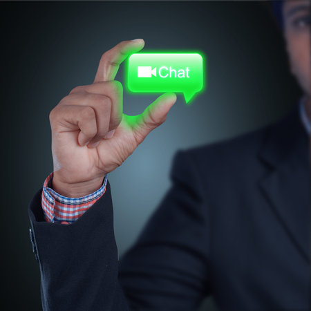 Man showing chat bubble