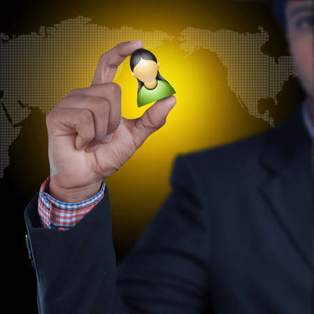 Man showing social network conceptの写真素材