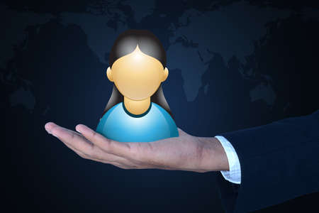 Man showing social network conceptの写真素材