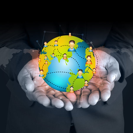 Man showing social network concept