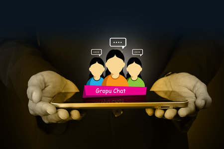 Man showing social network concept