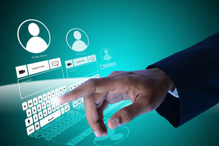 Man showing social network conceptの写真素材