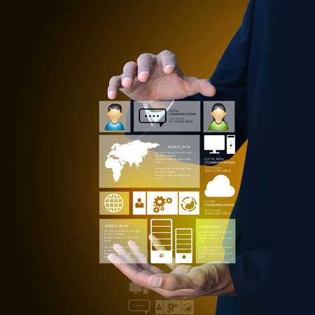 Man showing social network conceptの写真素材