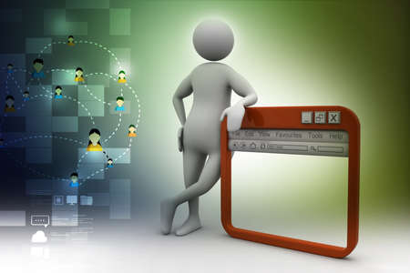 Man standing near the  internet browserの写真素材