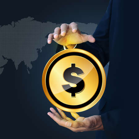 Man with dollar signの写真素材