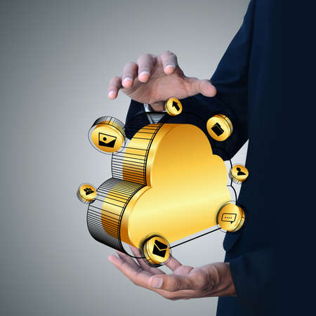 Business man showing concept of cloud computing.の写真素材