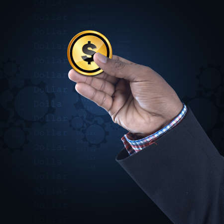 Man with dollar signの写真素材