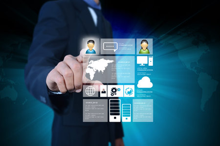 Man showing social network concept