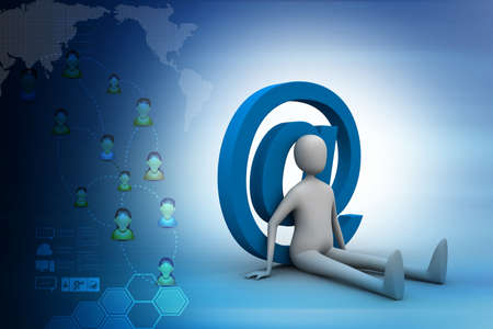 3d person with e mail symbolの写真素材
