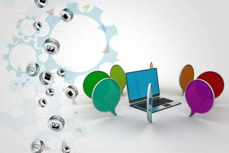 Laptop with chatting bubbleの写真素材