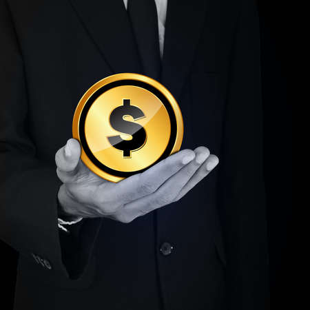 Man with dollar signの写真素材