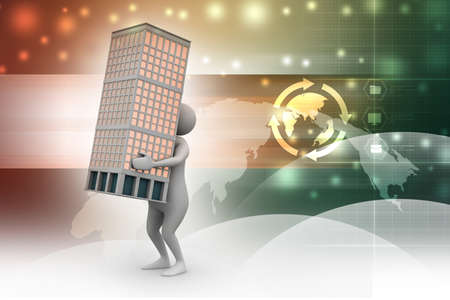 3d man with smart homeの写真素材