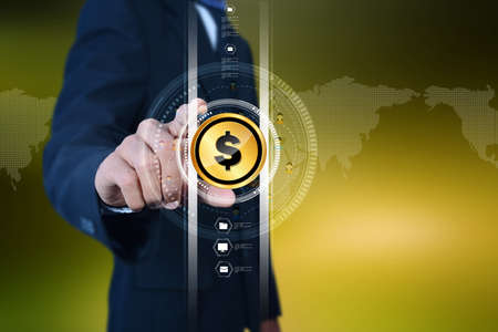 Man with dollar signの写真素材