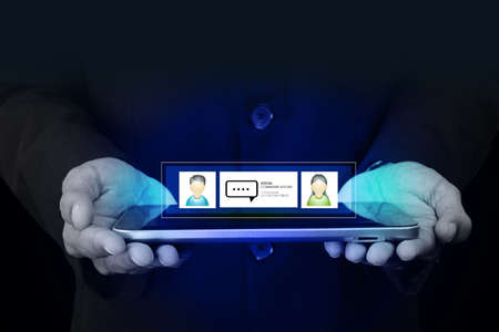 Man showing social network conceptの写真素材