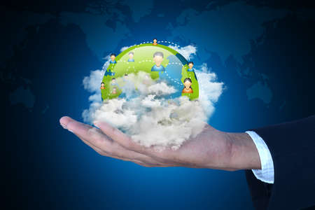 Man showing social network conceptの写真素材