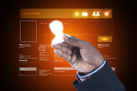 Man showing networking with virtual display