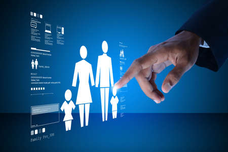 Man shows family iconの写真素材