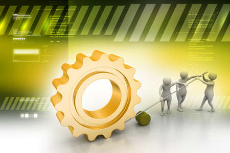 people moving  gear in union, symbol of teamworkの写真素材