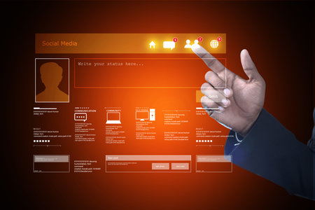 Man showing networking with virtual display
