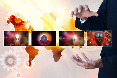 Man showing medicine technology concept の写真素材