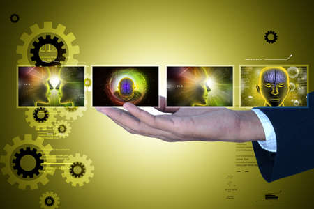 Man showing medicine technology conceptの写真素材