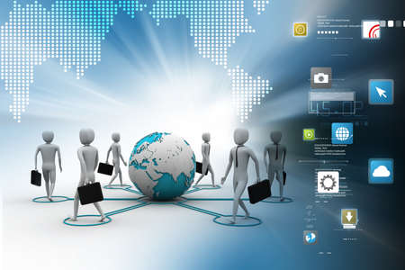 3d people around the globeの写真素材