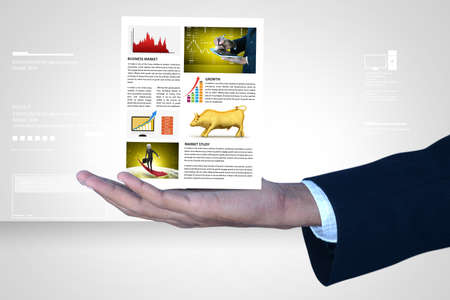 Man showing stock market newsの写真素材