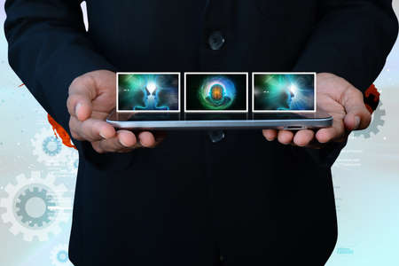 Man showing medicine technology conceptの写真素材