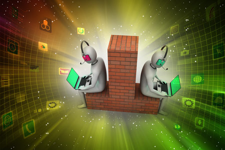 3d people with laptop