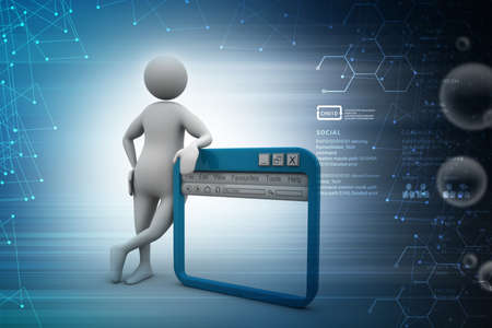 3d man with browser windowの写真素材