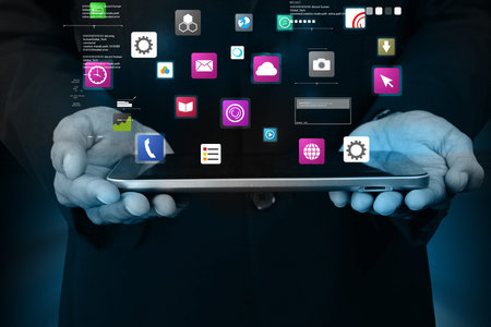 Man showing app icons
